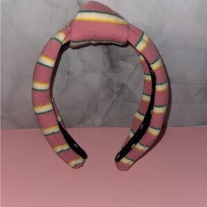 Lele Sadoughi Terry Cloth Knotted Headband, Pink, Green, and Yellow Stripes